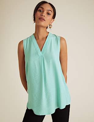 V-Neck Sleeveless Shell Top