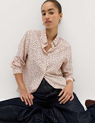 Polka Dot Printed Collared Shirt