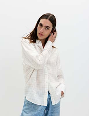Lyocell Rich Checked Collared Oversized Shirt