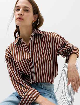Pure Cotton Oversized Striped Shirt