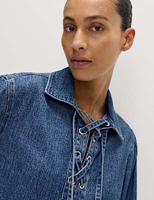 Denim Tie Fastening Blouse