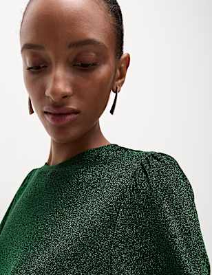 Jersey Sparkly Round Neck Blouse