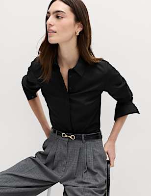 Cotton Rich Collared Fitted Shirt