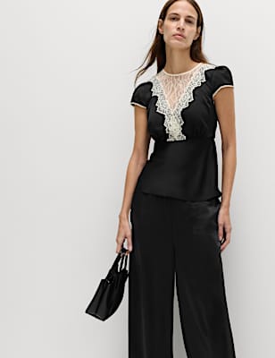 Satin Lace Insert Top