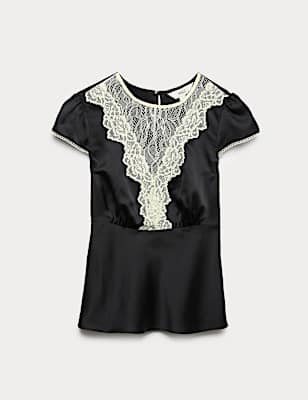 Satin Lace Insert Top