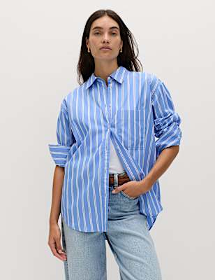 Pure Cotton Striped Girlfriend Shirt