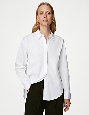 Pure Cotton Embellished Collared Shirt