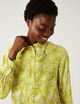Printed Collared Long Sleeve Shirt