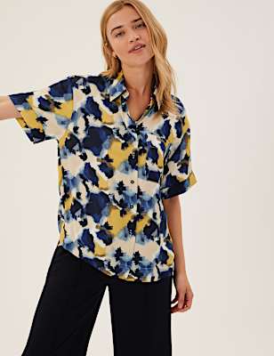 Printed Oversized Short Sleeve Shirt