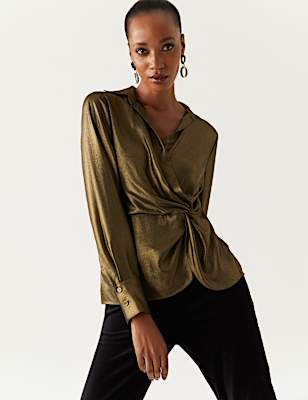 Sparkly V-Neck Wrap Top