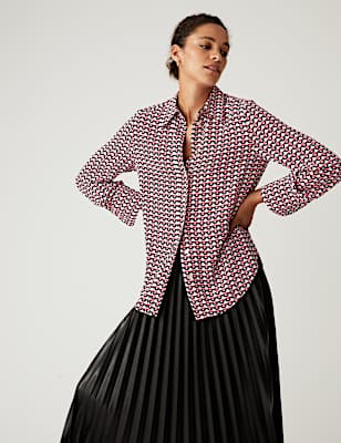 Geometric Collared Long Sleeve Shirt