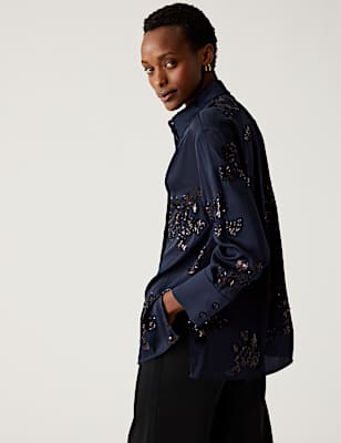 Sequin Collared Shirt