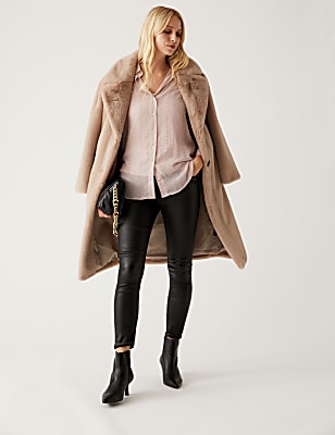 Sheer Studded Collared Long Sleeve Shirt