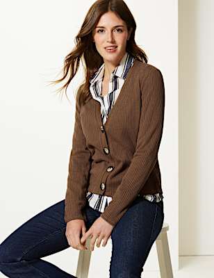Ribbed V-Neck Cardigan