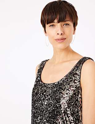 Animal Print Sequin Vest Top