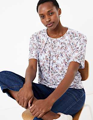 Printed Relaxed Short Sleeve Top