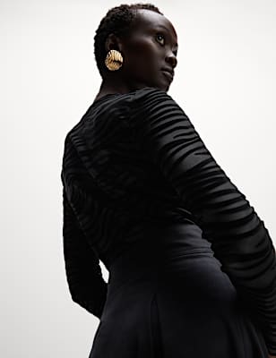 Printed Mesh Jersey Top