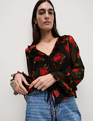 Floral V-Neck Blouse