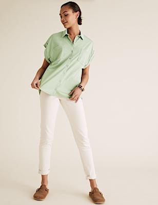 Jersey Collared Relaxed Short Sleeve Shirt