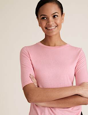 High Neck Fitted Half Sleeve Top