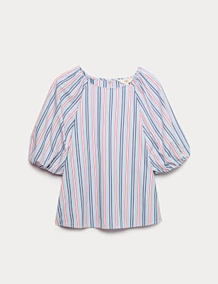 Pure Cotton Printed Puff Sleeve Blouse