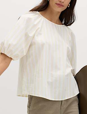 Pure Cotton Printed Puff Sleeve Blouse
