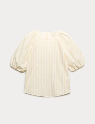 Pure Cotton Printed Puff Sleeve Blouse