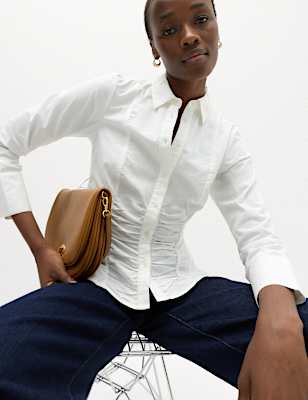 Pure Cotton Ruched Detail Shirt