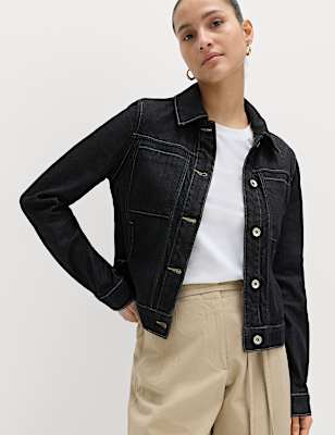 Denim Collared Short Trucker Jacket