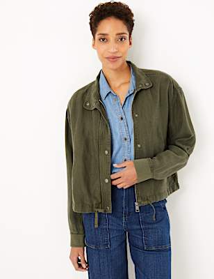 Tencel&trade; High Neck Bomber Jacket