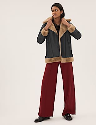 Faux Shearling Aviator Jacket