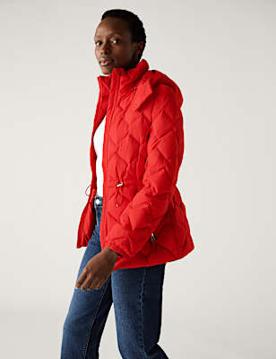Feather & Down Quilted Hooded Puffer Jacket