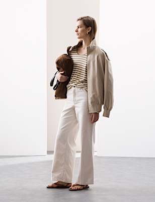 Pure Linen Striped Cap Sleeve T-shirt