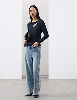 Jersey Sparkly Cut Out Top