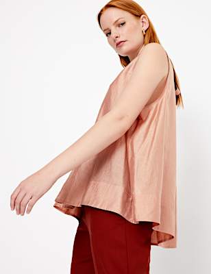 Gathered Neck Sleeveless Blouse