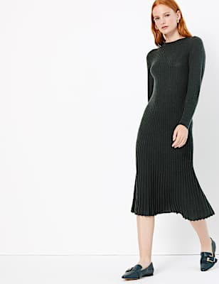 Merino Ribbed Knitted Dress