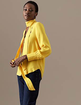 Tie Neck Long Sleeve Blouse