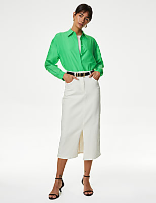 Silk Blend Collared Relaxed Shirt