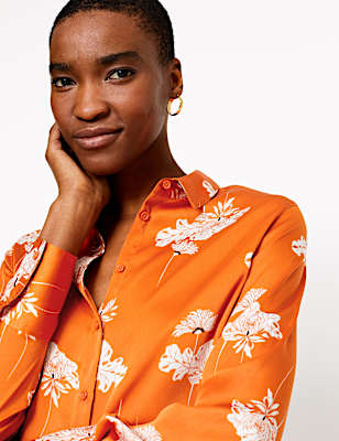 Satin Floral Print Shirt