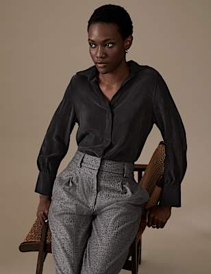 Collared Relaxed Longline Popover Blouse