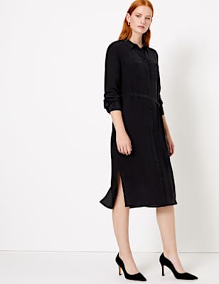 Pure Silk Midi Shirt Dress