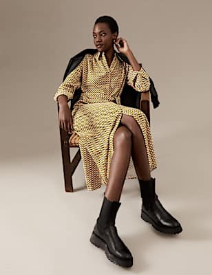Printed Belted Midaxi Shirt Dress