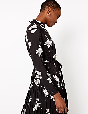 Floral Print Waisted Midi Dress