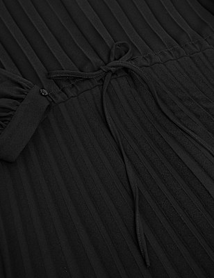 Pleated Long Sleeve Dress