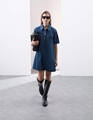 Pure Cotton Mini Shirt Dress
