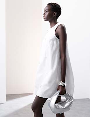 Pure Cotton Embellished Mini Shift Dress