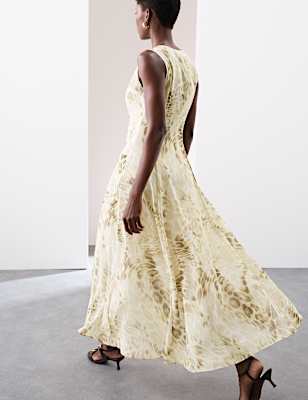 Animal Print Button Front Maxi Dress