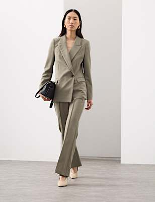 Wool Blend Double Breasted Blazer