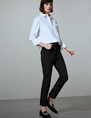 Cotton Slim Fit Ankle Grazer Trousers