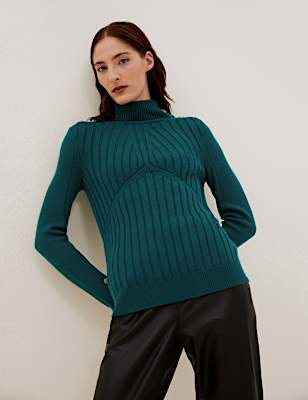 Pure Merino Wool Funnel Neck Jumper